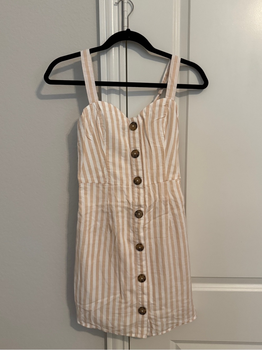 Abercrombie & Fitch cotton-blend tan and white striped mini dresses size S